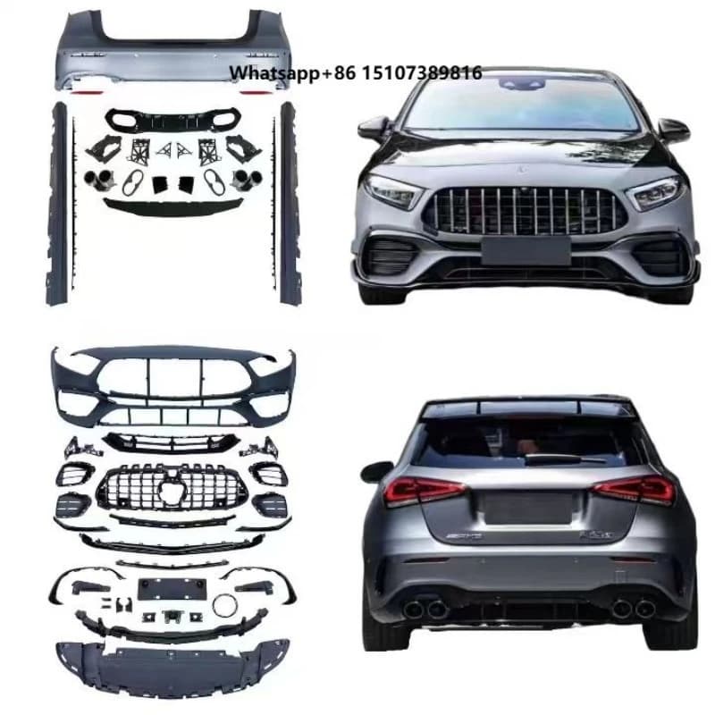 FOR 19-24 BENZ a CLASS W177 HATCHBACK UPGRADE A45S PLASTIC BUMPER KIT CLIP-ON UNIVERSAL FITMENT