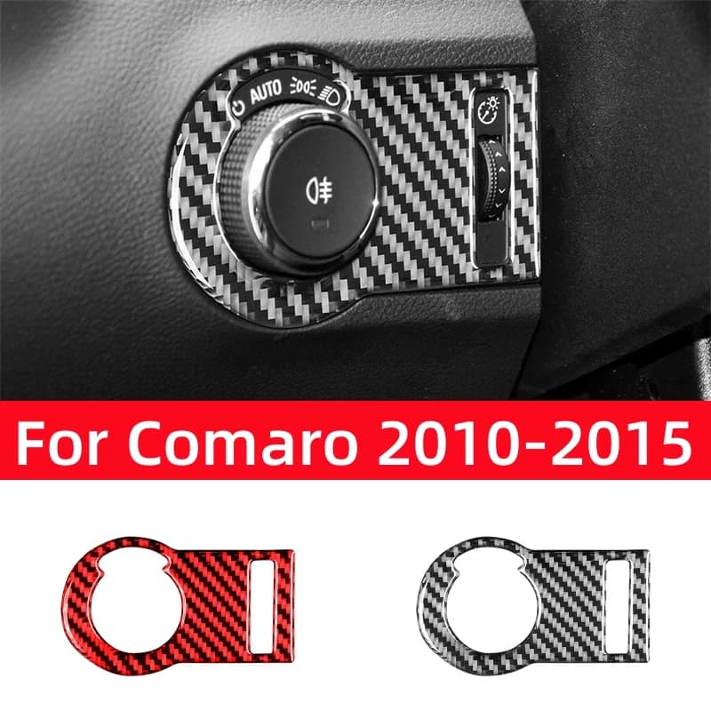 Real Carbon Fiber for Chevrolet Camaro 2010-2015 Accessories Interior Car Headlight Knob Switch Frame Trim Cover Decor Sticker