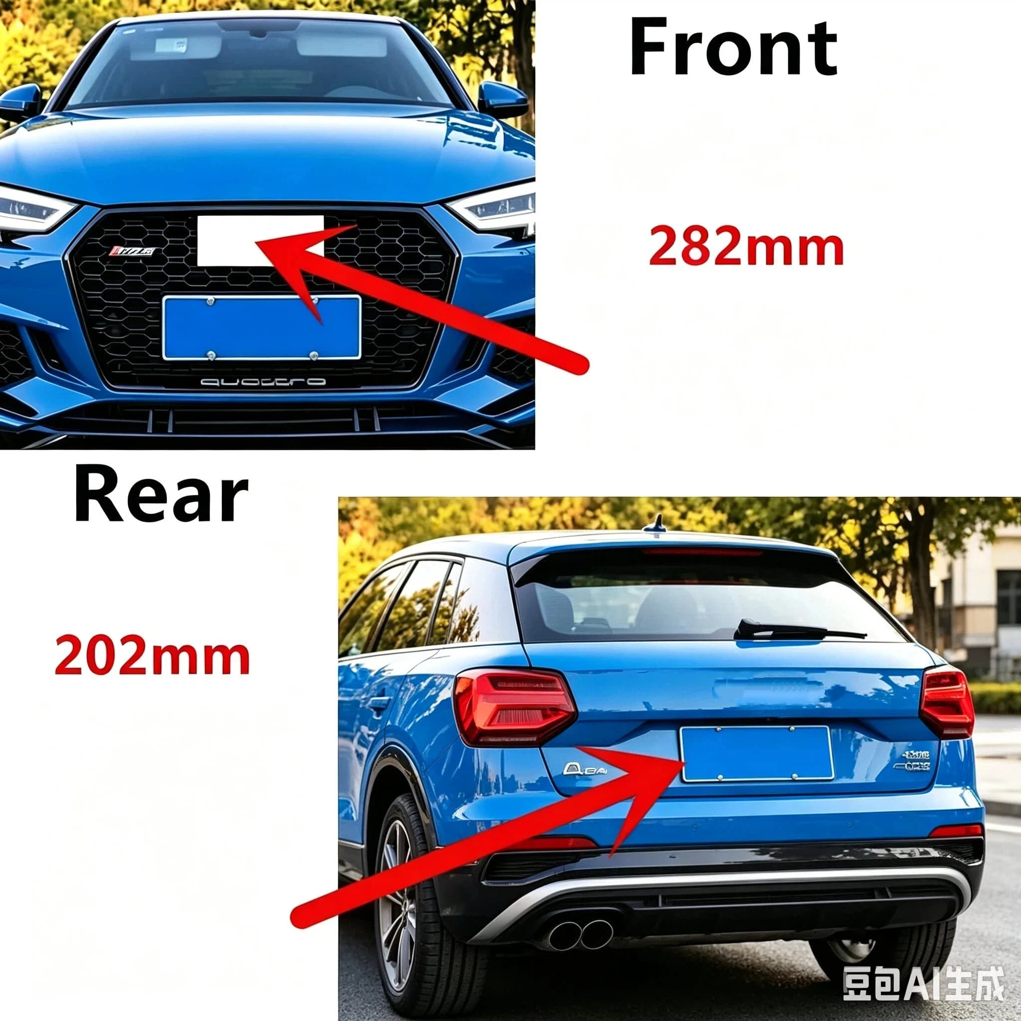 Replacement  4 Ring logo ABS Silver/Black Car Hood Front Bonnet Grill Rear Trunk Emblem Badge Sticker For Audi Q2 2016-2018