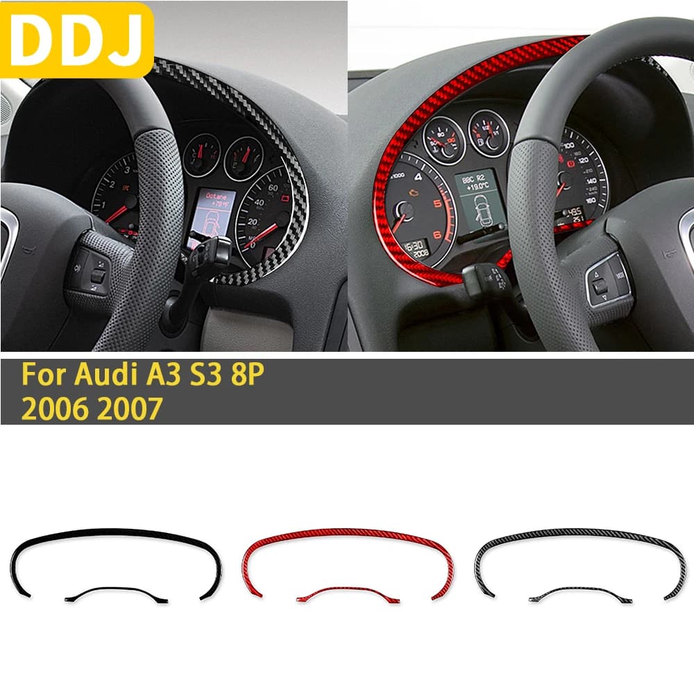 For Audi A3 S3 8P 2006 2007 Accessories Carbon Fiber Car Interior Speedometer Surrounded Frame Trim Sticker Decoration
