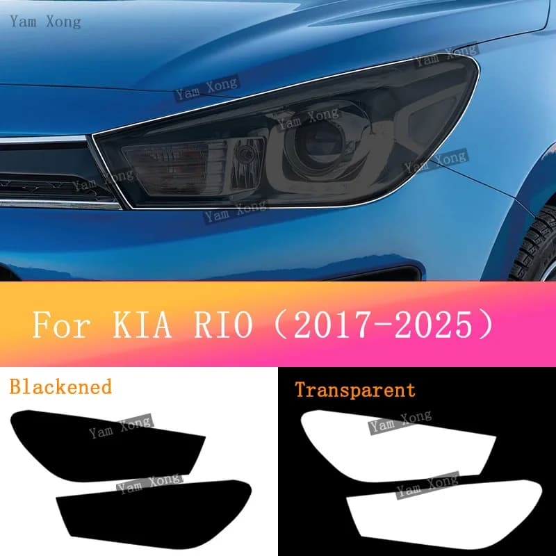 Car Light Cover For KIA RIO 2017-2024 Car Headlight Protective Film Vinyl Restoration Transparent Black TPU Sticker