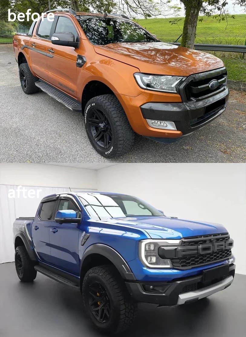 Auto Body Kit Bumper  Car Bumpers Front Body Kit 2012-2021 for T6 T7 T8  ford Ranger Upgrade to T9 2023 Ranger Raptor