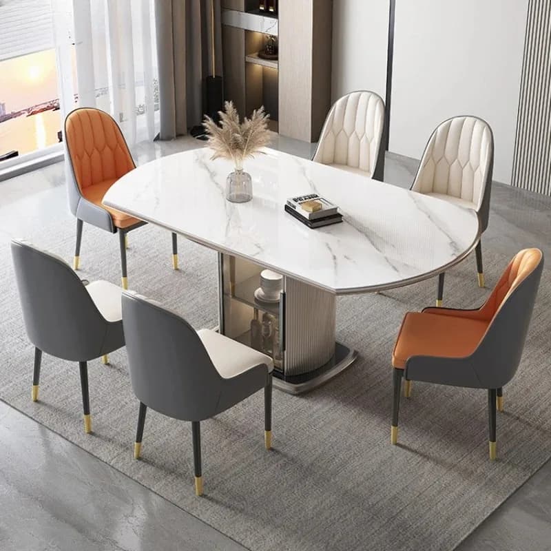 6 Person White Dining Table Design Modern Unique Nordic Space Saving Dining Table Living Room Study Mesas De Comedor Furniture