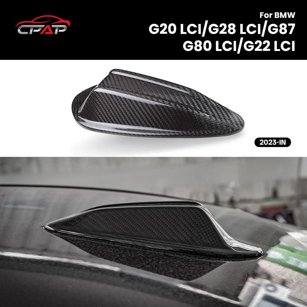 Real Dry Carbon Fiber Antenna Trim Cover Car Accessories For BMW G20 LCI/G28 LCI/G87/G80 LCI/G22 LCI 2023-IN Sticky Style