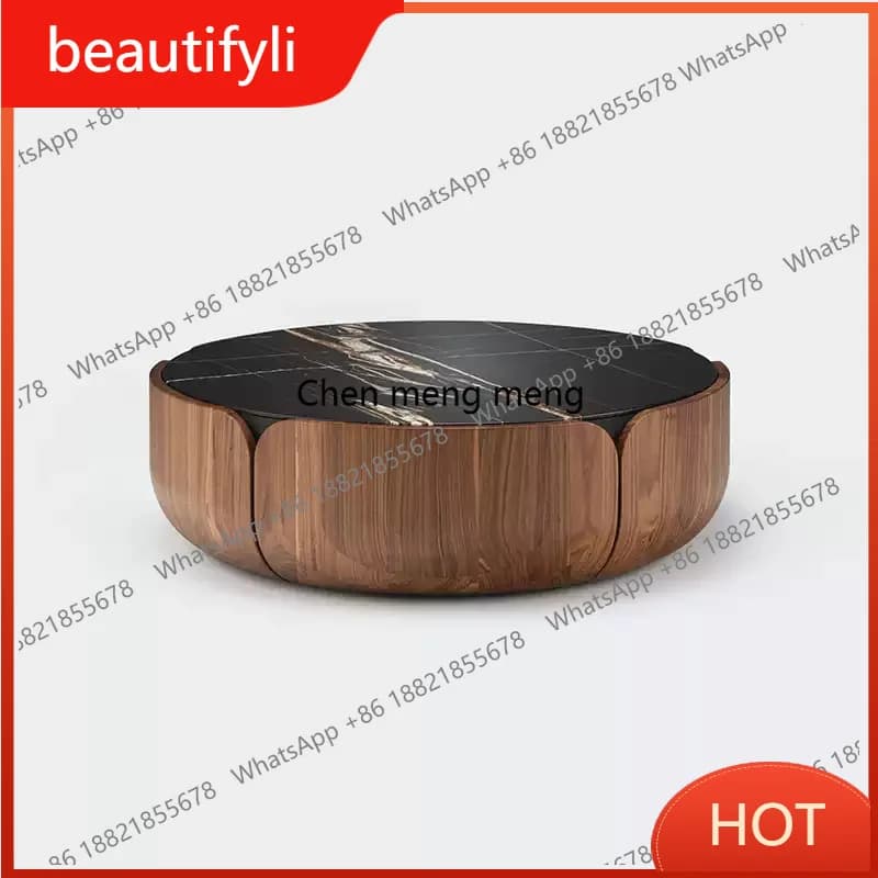 D80 Minimalist Italian Coffee Tables Marble Featuring Artistic Round Coffee Tables Living Room High-end Home Furniture