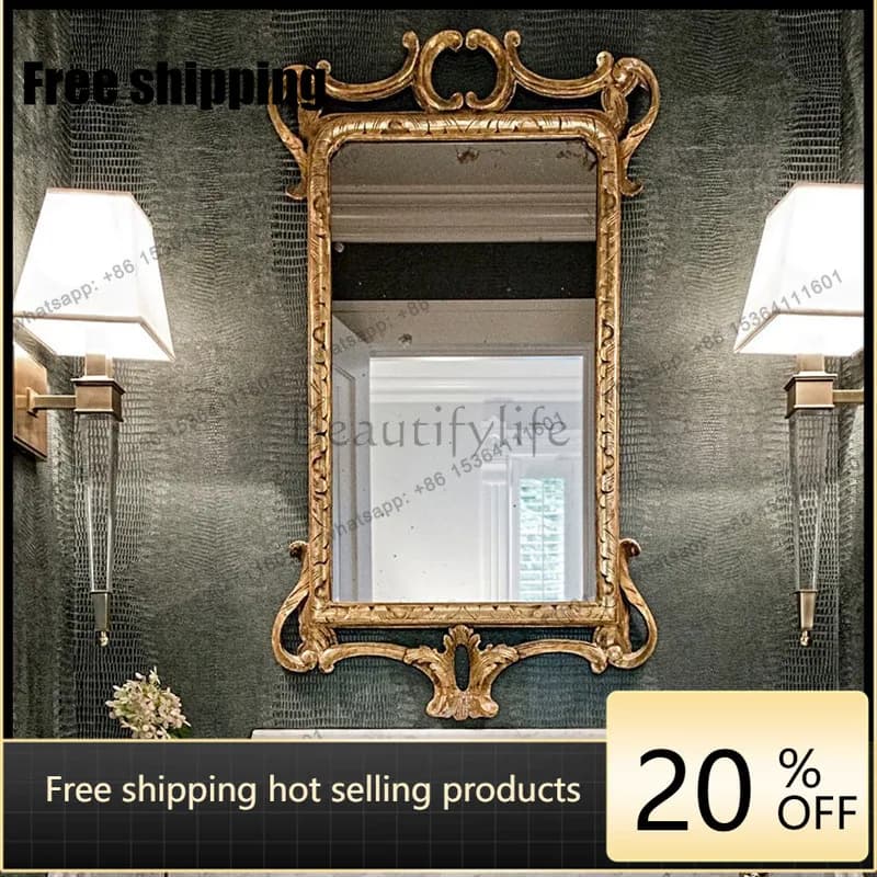 HOT French irregular bathroom mirror, wall-mounted vintage decoration, minimalist dressing palace, Yanfeng smart makeup mirror