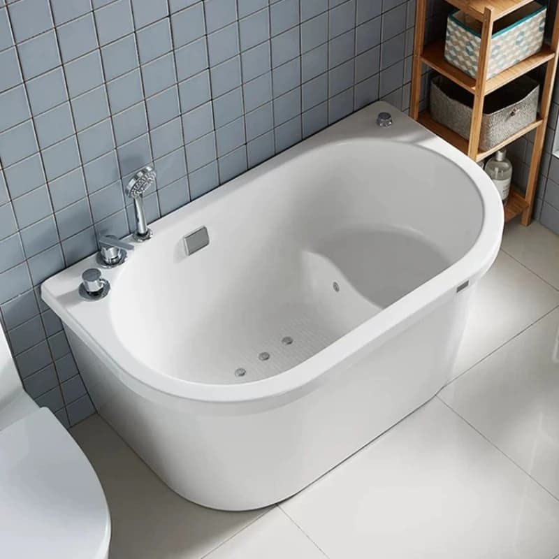 Sitting bath Small apartment Acrylic household adult independent rounded corner deep bubble massage Japanese mini bath