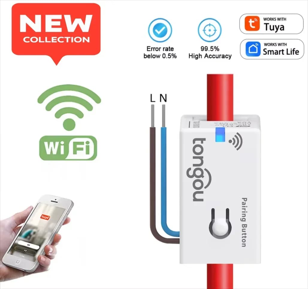 WiFi Tuya Smart Home Electricity Meter Real-time Electric Current Voltage Power Consumption Monitor Remote Smart Energy View
