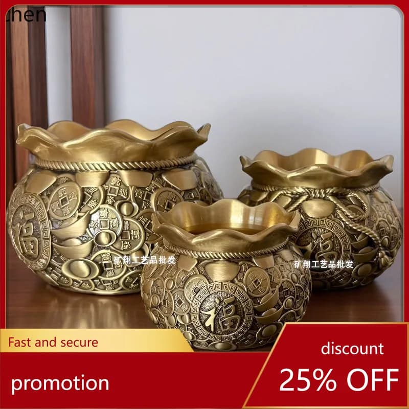 Cz brass coin purse ornament - creative living room desktop piggy bank decoration - money bag