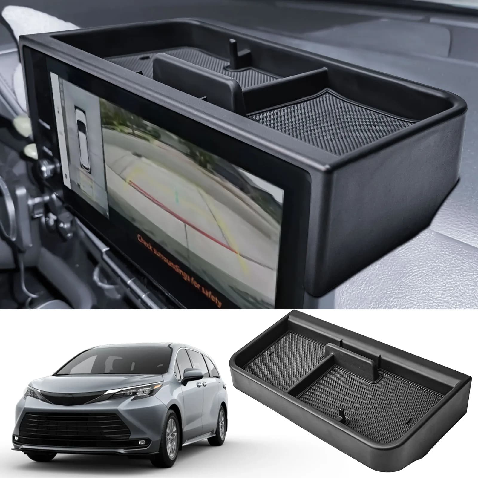 For 2025 Toyota Sienna Dashboard Screen Organizer Center Console Storage Dash Board Tray 12.3inch Behind Screen Storage Car Box