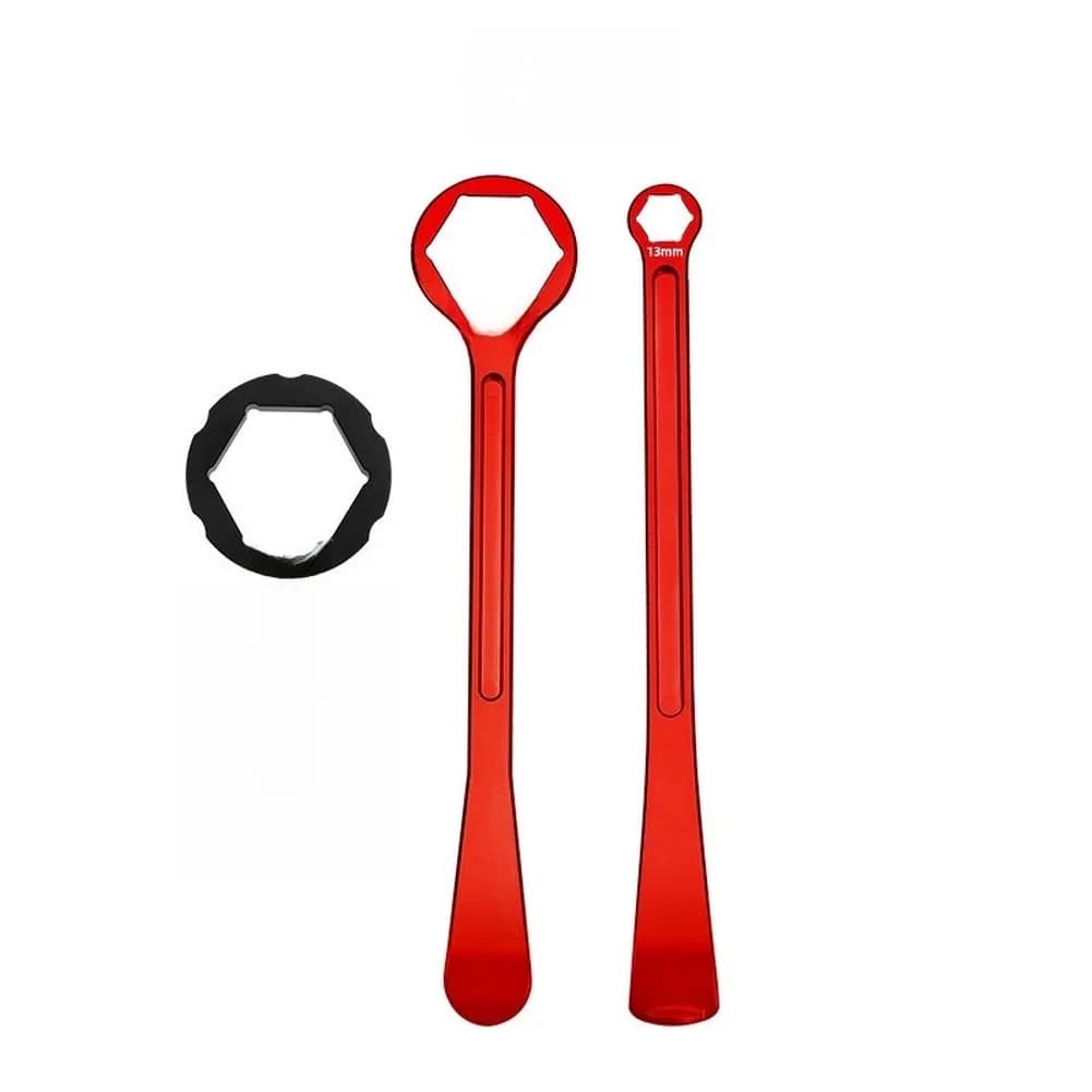 Efficient Tire Repair Tool Red Aluminum Tire Tool Ergonomic Handle Design Rigorous Use Resistant Comfortable Secure Grip
