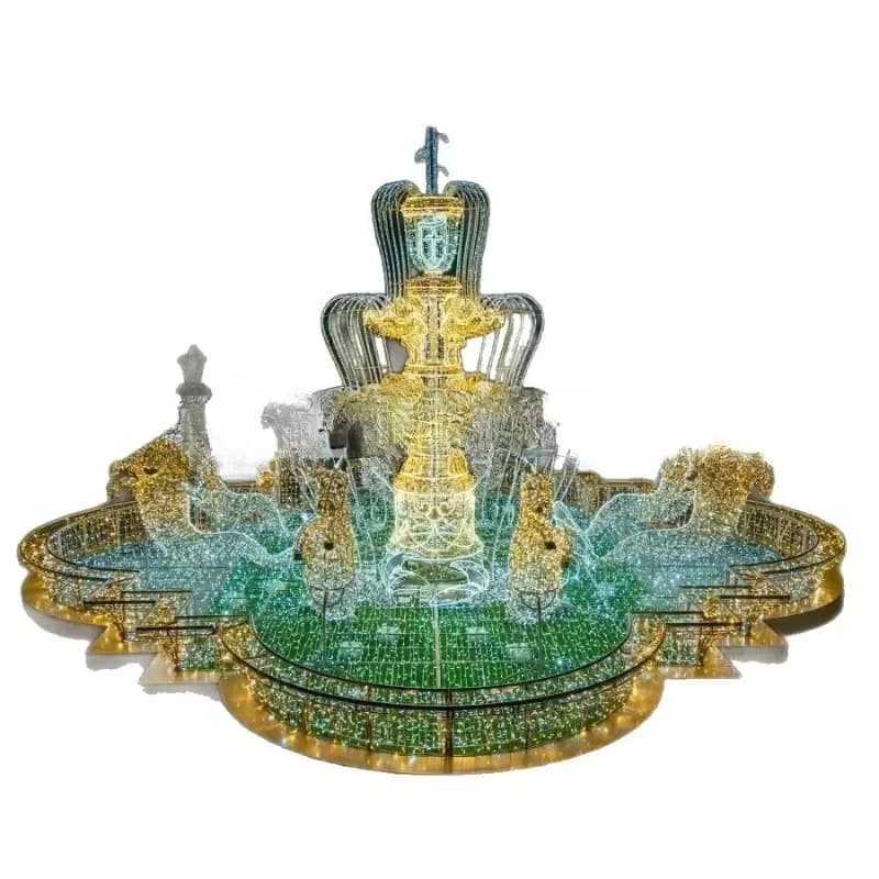 2025 Christmas Lights Fountain Modeling Lights Outdoor Shopping Mall Square Christmas Atmosphere Decoration Lights Scene Layout