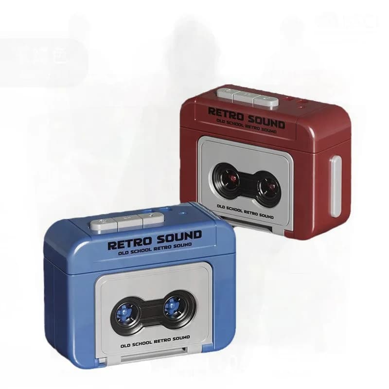 Retro Mini Recordable Music Box Pendant Couple Gift Keychain Explosions Theme Fun Red/Blue Plastic Craftsmanship