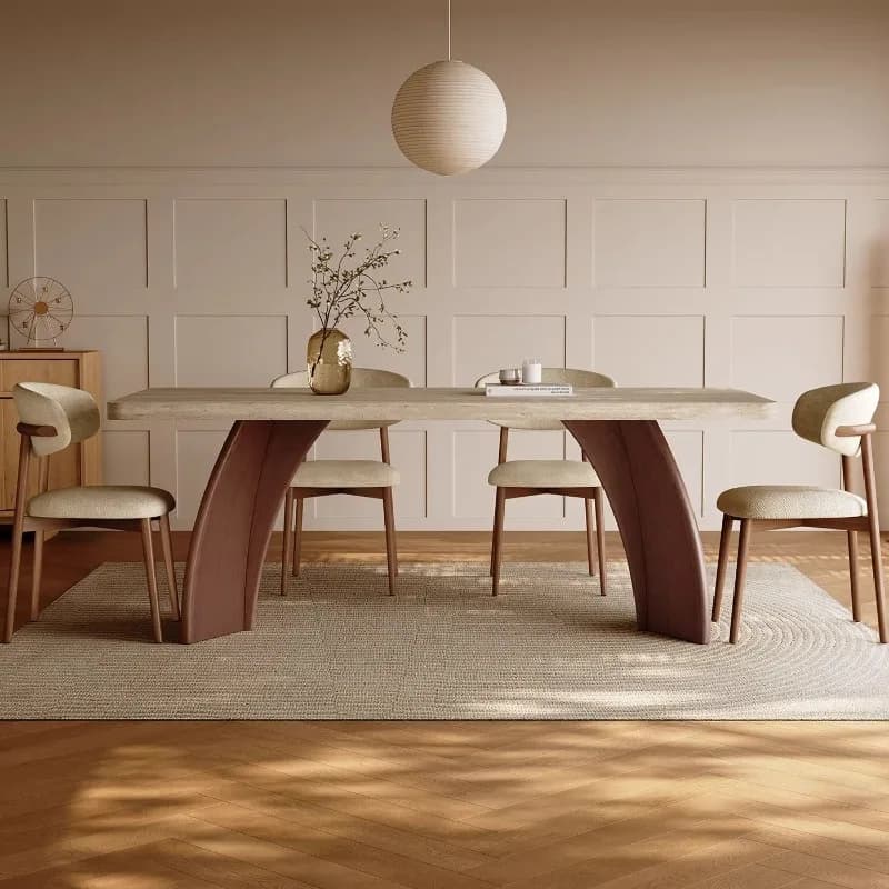 High-end retro rectangular dining table 2026 new  travertine