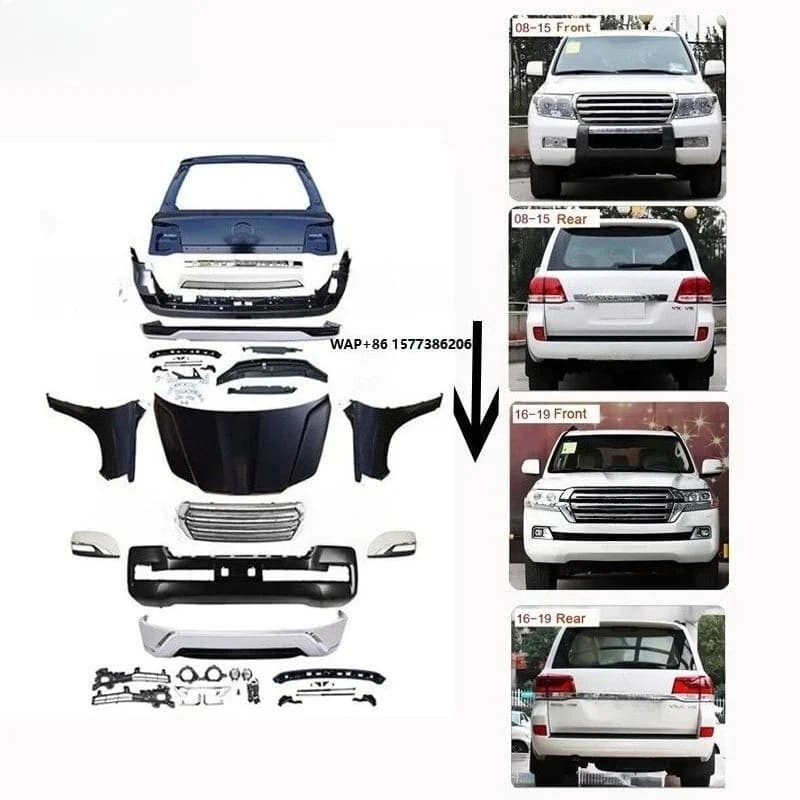 PP Facelift Body Kits for Body Kits FJ200 LC200 2008 - 2015 Upgrade to 2016 Front and Rear Bumper Front Grill