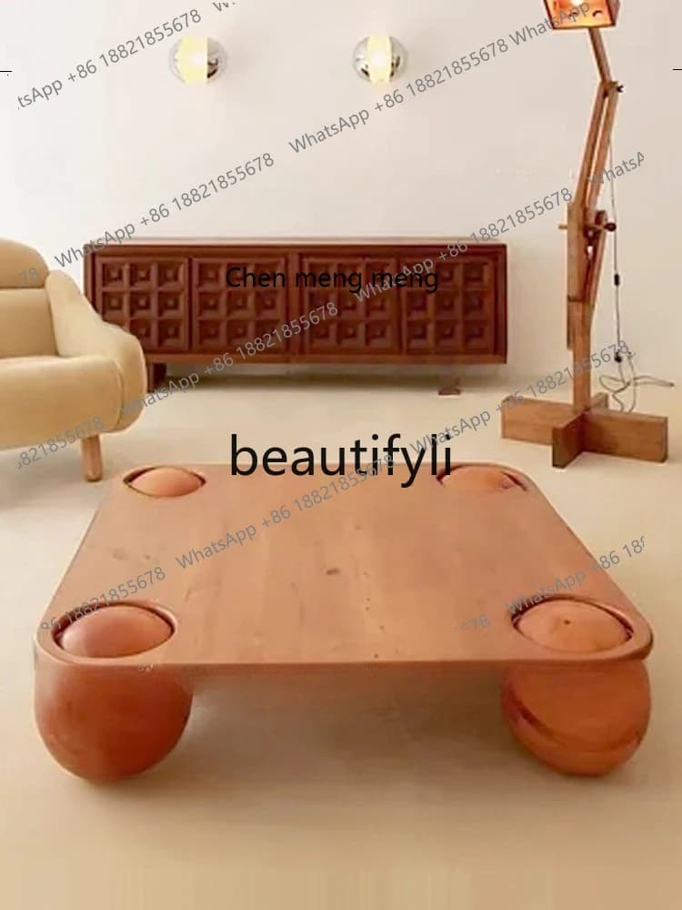 X New solid wood square antique coffee table, irregular coffee table