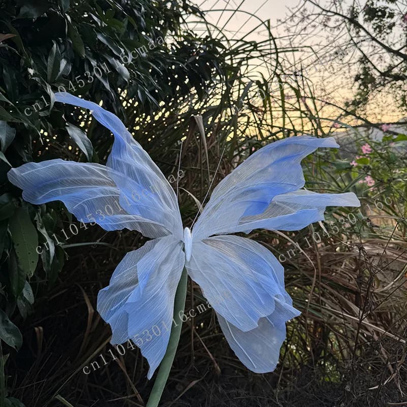 New silk butterfly floral wedding scene background wall decoration outdoor window layout three-dimensional simulation butterfly