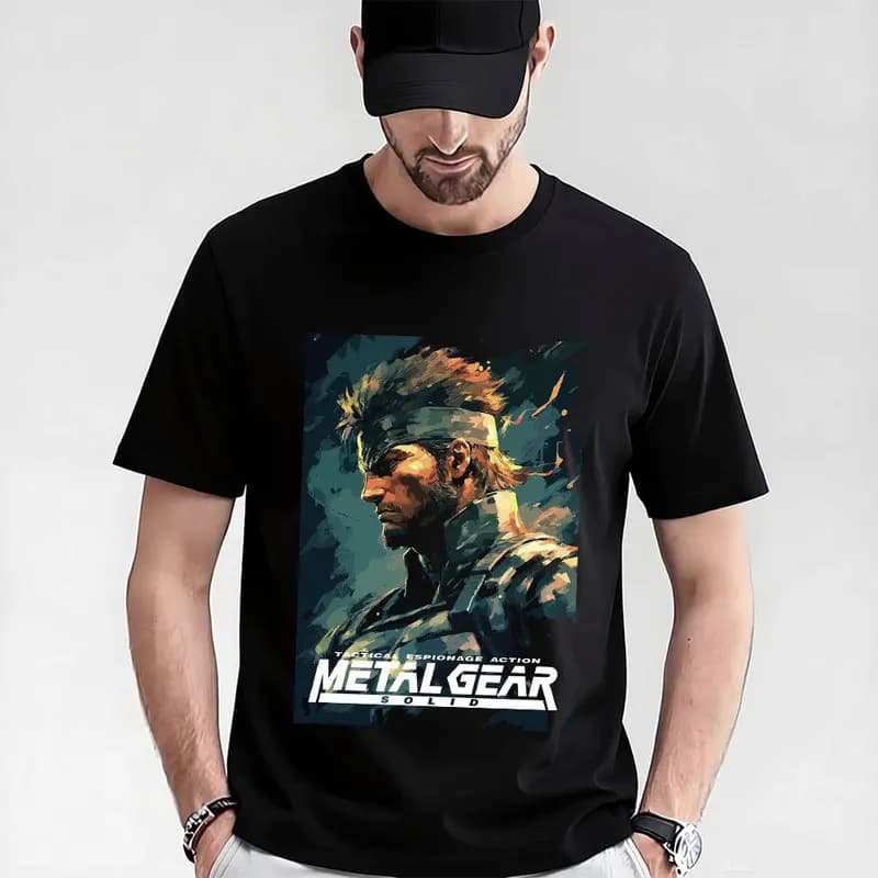 Metal Gear Solid MGS Game Gift T‑Shirt for Gamer 0315 Unisex Cotton Short Sleeve Tees Solid Snake Graphic Print Streetwear Tops