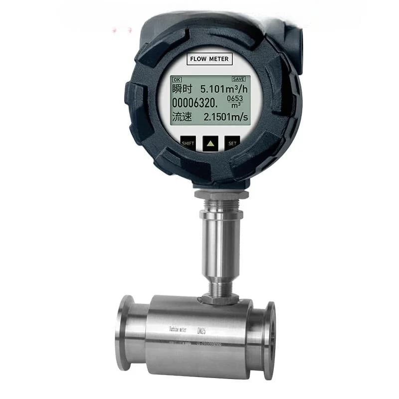 intelligent liquid turbine flowmeter water diesel wine methanol sensor stainless steel electronic digital display meter