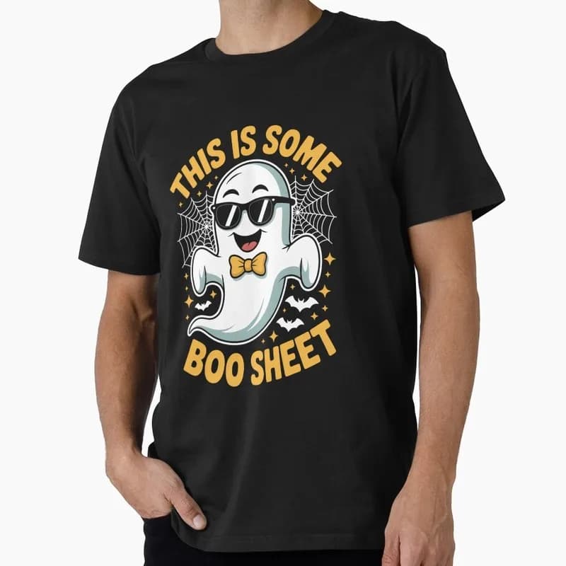 Ghost Print Halloween Gift T Shirt Funny Spooky Boo Cute Ghost Lover Tee Unisex Trick or Treat Costume Party