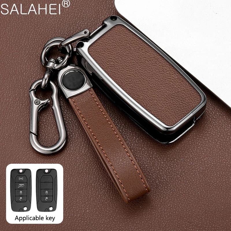Anti‑Slip Leather Remote Key Shell With Keychain for Jeep Cherokee Compass S Renegade Dodge Journey Challenger Jcuv Charger