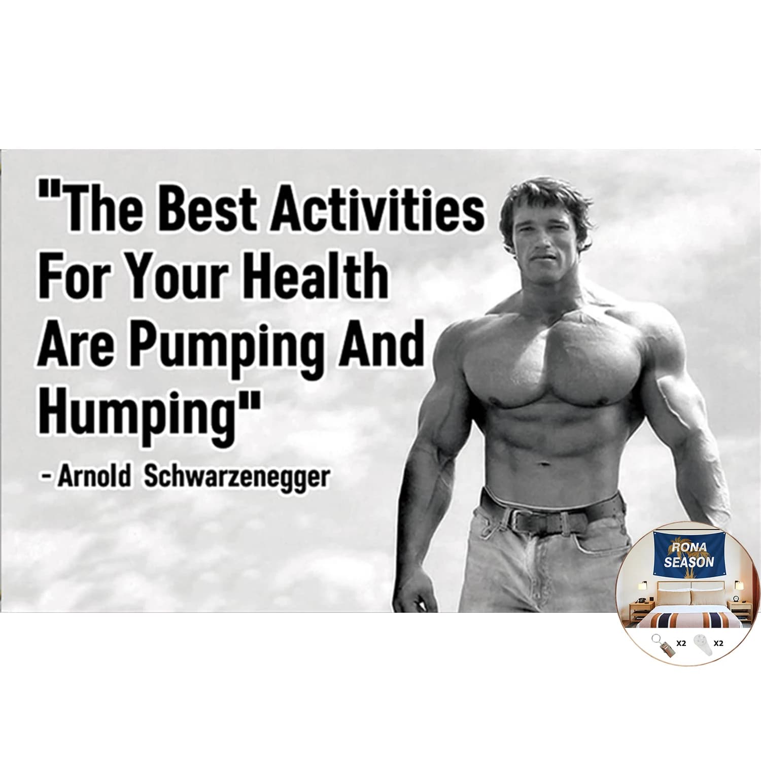 Arnold Schwarzenegger Flag Tapestry Funny Meme Flag for College Dorm Room Decor Funny Quotes Fade Proof Durable Party, Only Sew