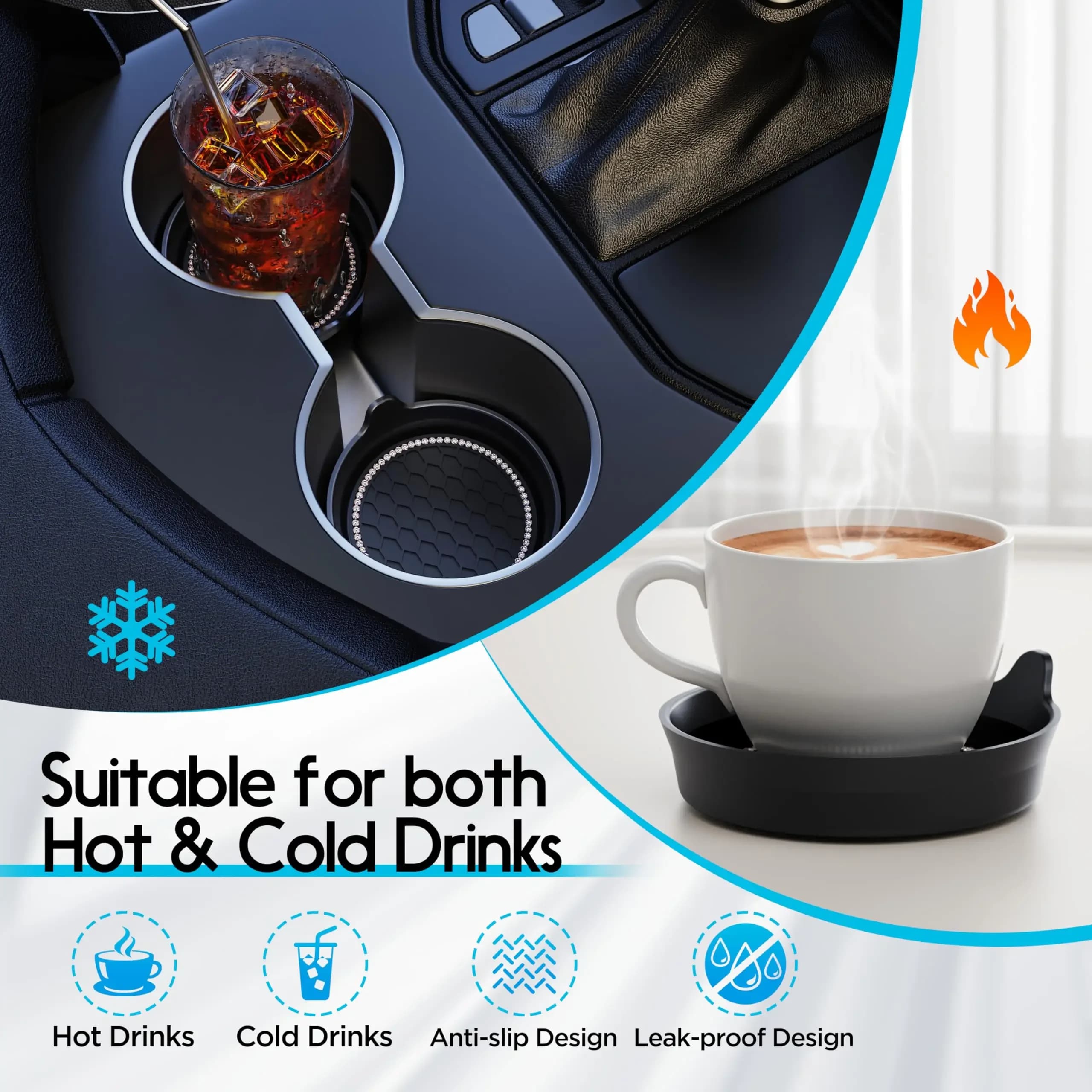 Car Coasters Non-Slip Insert Water Bottle Holder Pads Rhinestone Dustproof Automotive Interior Accessories Universal Car Storage