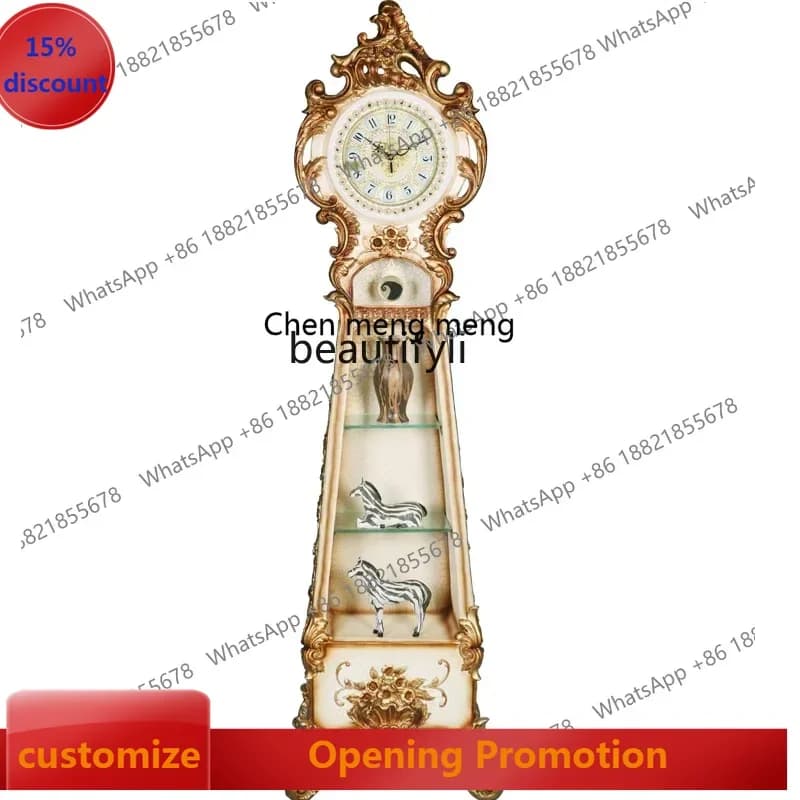 smt7486 new Living room wine cabinet floor clock European-style villa decorative locker fashionable silent vertical large clock