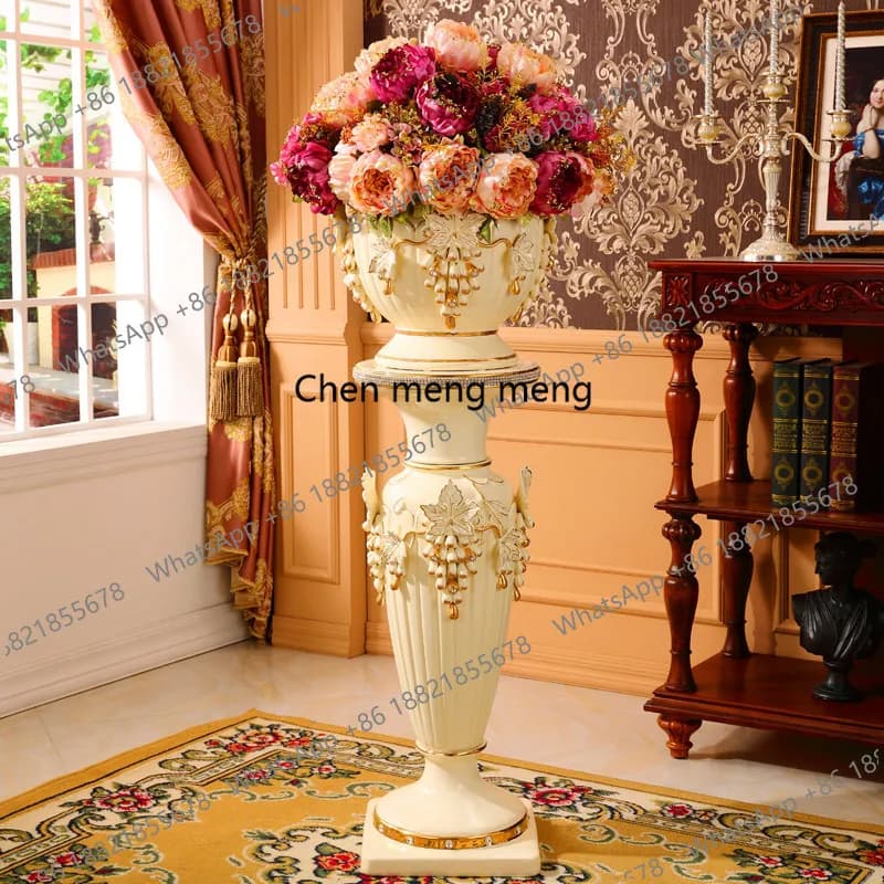 European style, ornament living room high-end luxury large vase ceramic floor-to-ceiling vase decorative flower pot
