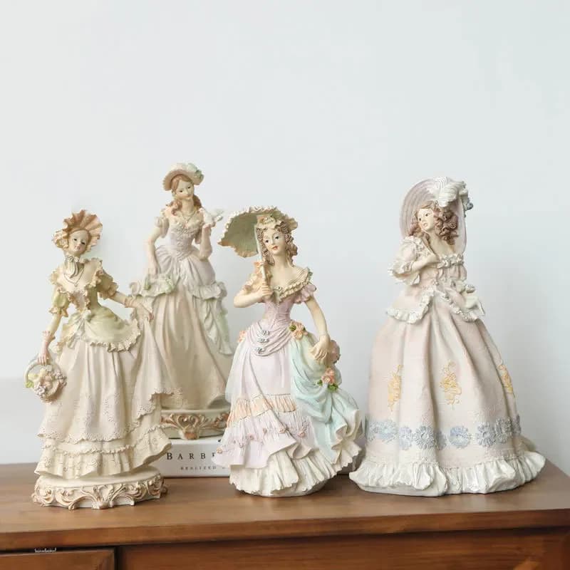 European Victorian Girl Ornament Beauty Figurines Resin Crafts Desktop Sculpture Craft Cabinet Store Sculpture Decoration