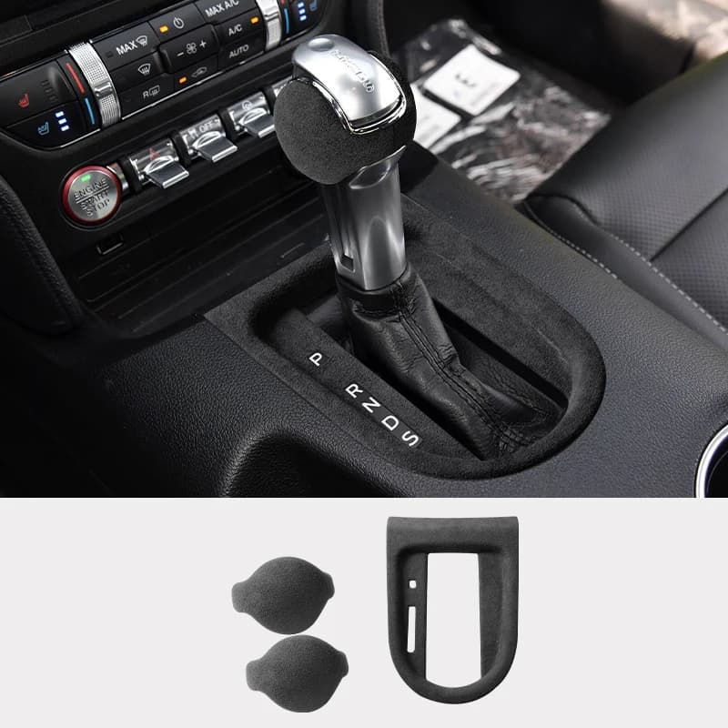 Made of Alcantara For Ford Mustang (2015-2022)  Center Control Gear Shift Panel and Change Lever Cover Auto Interior Accessories