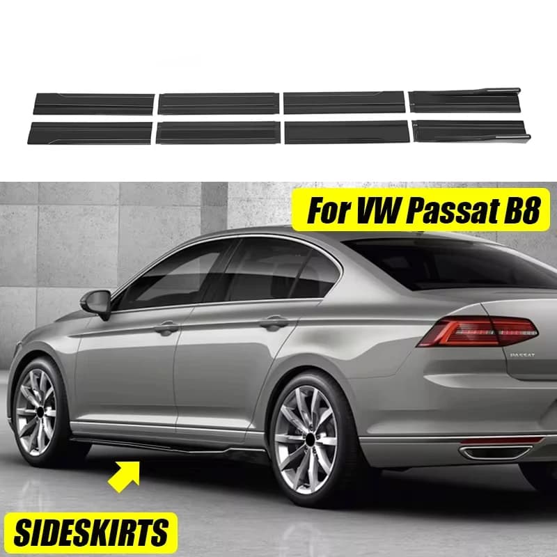 For Volkswagen VW Accessories Passat B8 R-Line Car Side Skirt Extension Rocker Panel Splitters Diffusers Winglet Lip Body Kit