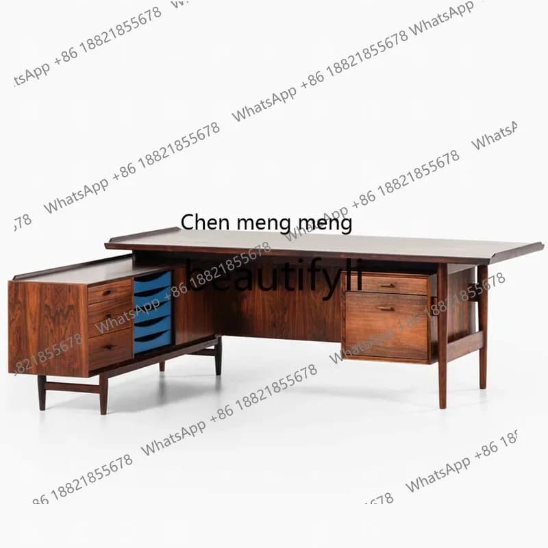 zq1Medieval all-solid wood corner L-shaped writing desk retro solid wood multi-functional desk