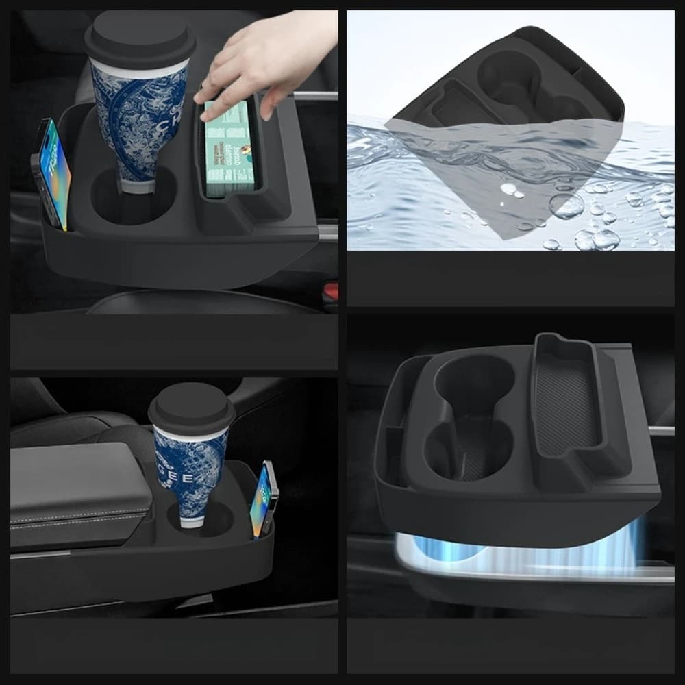 Central Console Water Cup Holder for Tesla Model Y Juniper Standard RWD 2026 Car Accessories Silicone Drinks Holder Storage Case