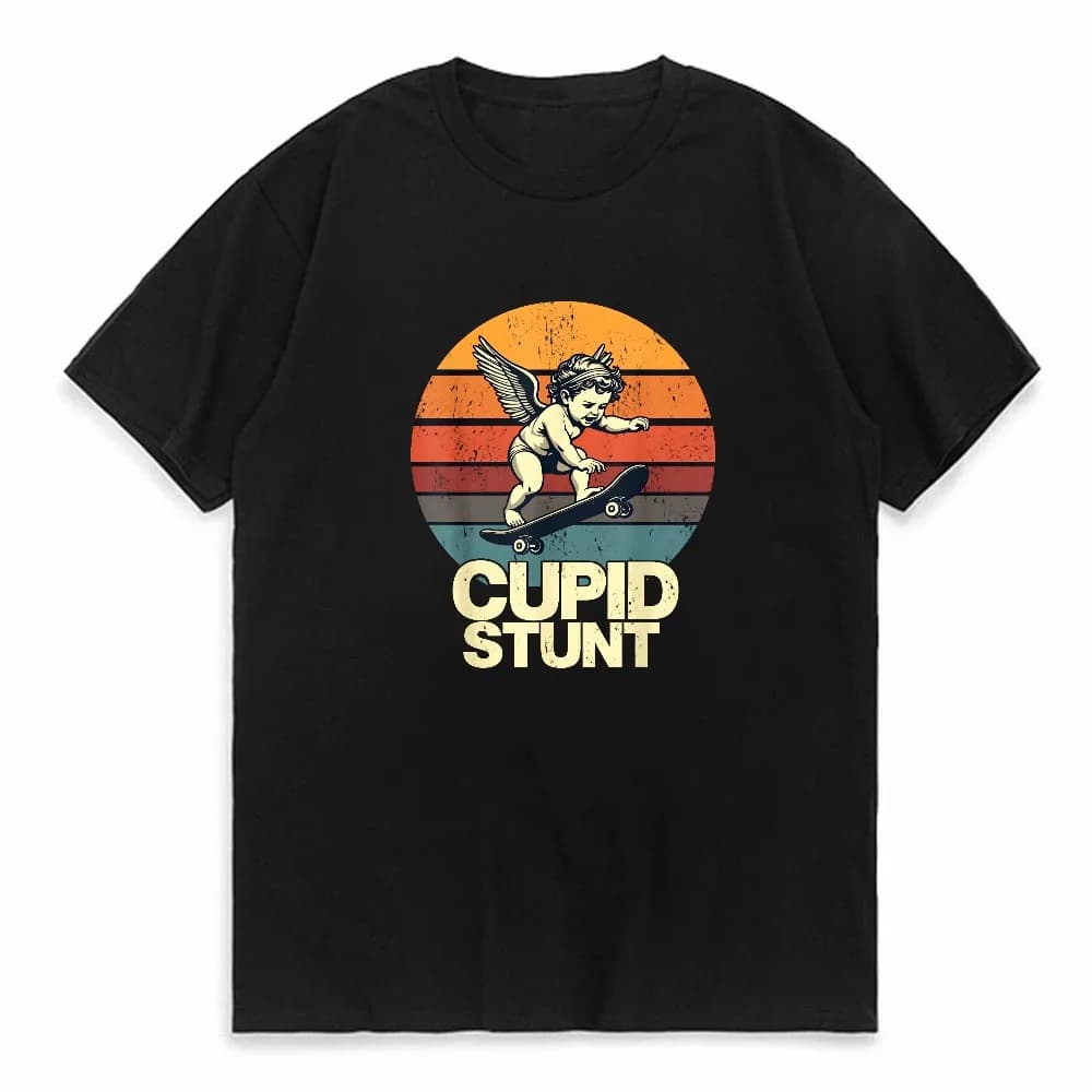 Cupid Stunt Graphic Print T-Shirt Men Summer Casual Fashion Funny Meme O-Neck Short Sleeve Tee