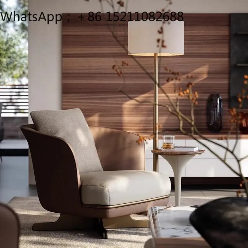 SCY Rotatable Single Sofa Chair Light Luxury Living Room Balcony Chair Resting Area Lazy Leather Leisure Chair