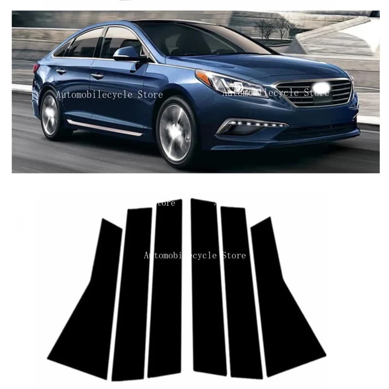6PCS Glossy Black Pillar Posts Fit For Hyundai Sonata 2015 2016 2017 2018 2019 Window Moulding B C Center Sticker Cover