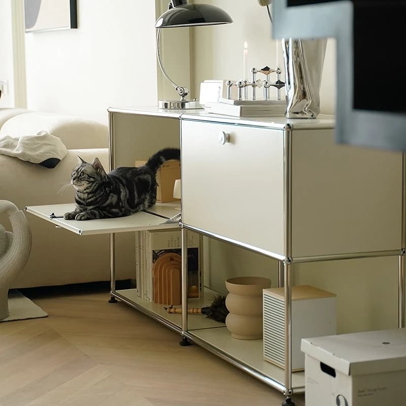 Bedside TV cabinet ins wind module combination iron bucket stainless steel dining side cabinet