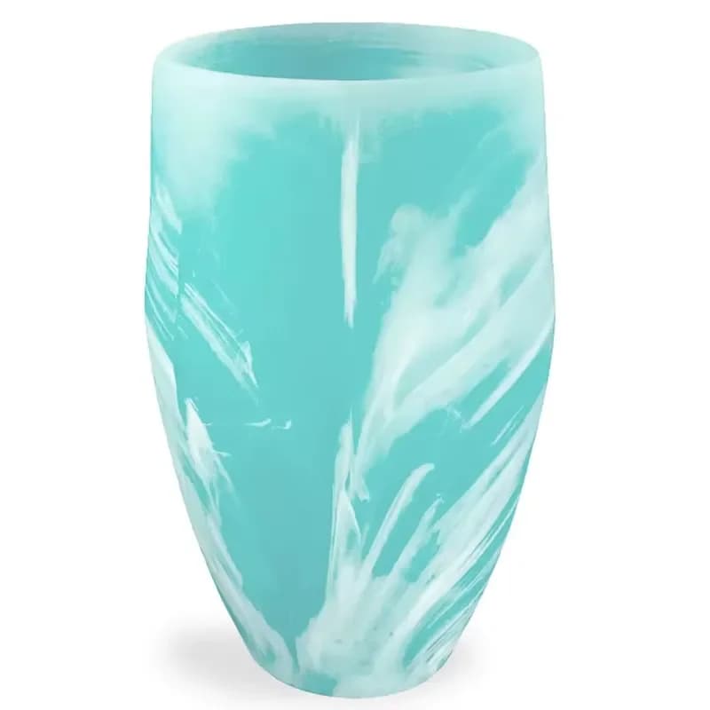 Handcrafted Eco-Friendly Waterproof Resin Flower Vase Artizon Studio Tabletop Unique Light Blue Swirl Pattern Modern Wedding