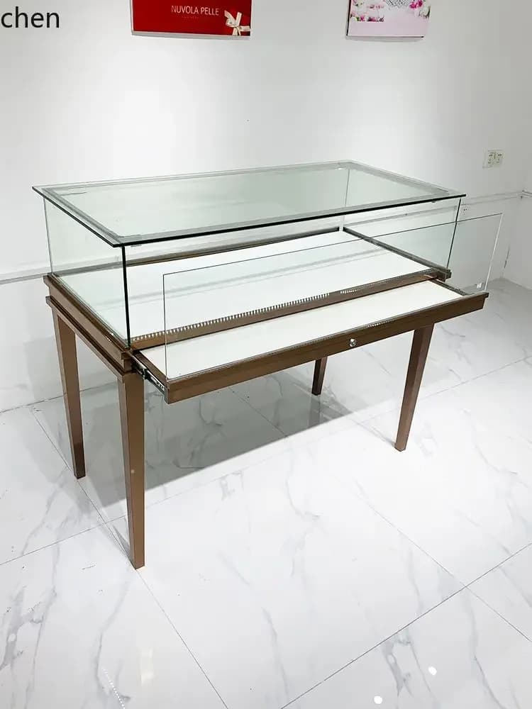 HYS Jewelry Display Cabinet High-end Stainless Steel Luxury Diamond Jade Counter Watch Jewelry Display