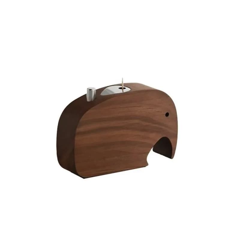 Light luxury walnut solid wood household elephant toothpick box press creative cute wooden decorative ornament