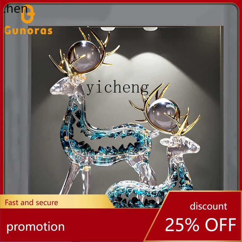 YFY  Lucky Deer Ornament Creative Home Crystal High-end Entrance Living Room Office Decoration