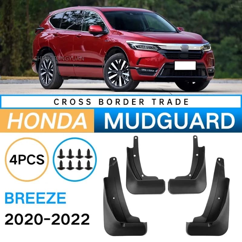 FOR Honda Breeze 2020-2022 Mud Flaps Splash Guards Car Accessories Black ABS Set of 4 Pieces Fender Mudguard Protectors Custom