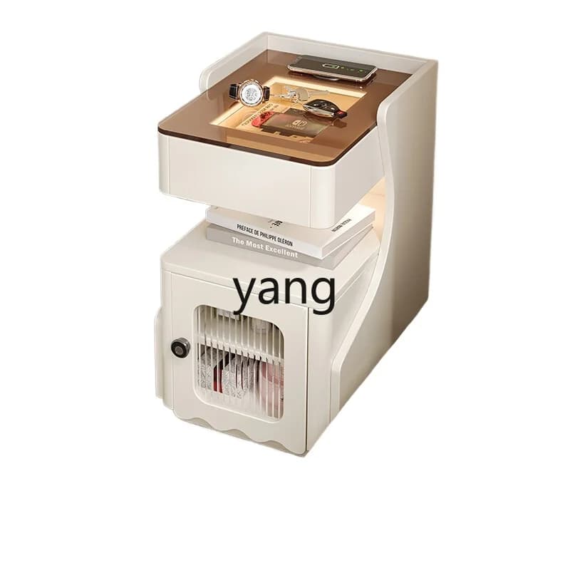 LH  Smart small bedside table with fingerprint lock bedroom solid wood high-end super narrow crevice cabinet