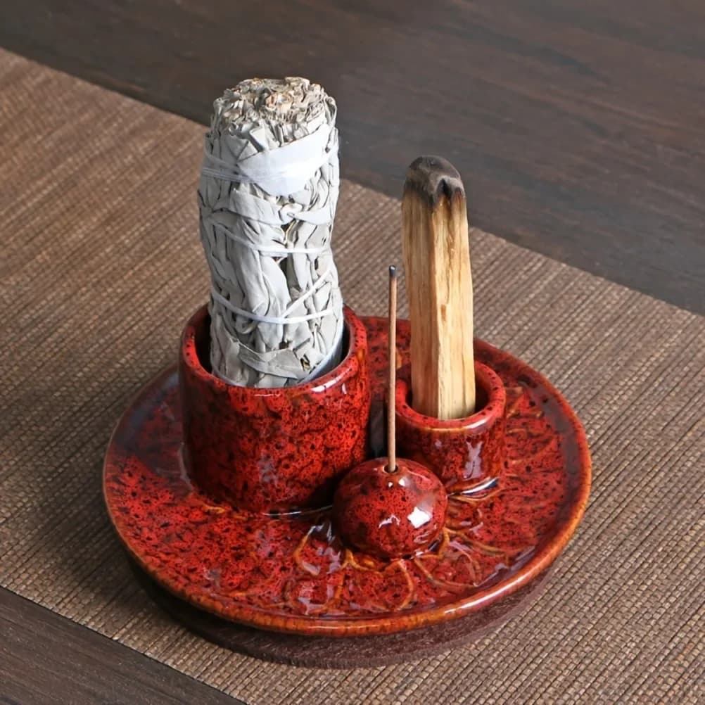 4-in-1 Ceramic Incense Holder Holy Wood Incenses Candle Holder Multi Functional Incense Burner Yoga Relaxing Incense Holder