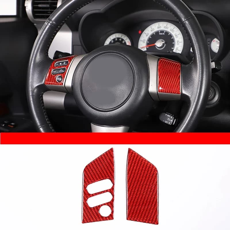 For Toyota FJ Cruiser 2007-2021 Car Steering Wheel Button Sticker Soft Carbon Fiber Interior Accessories LHD 2 Pcs