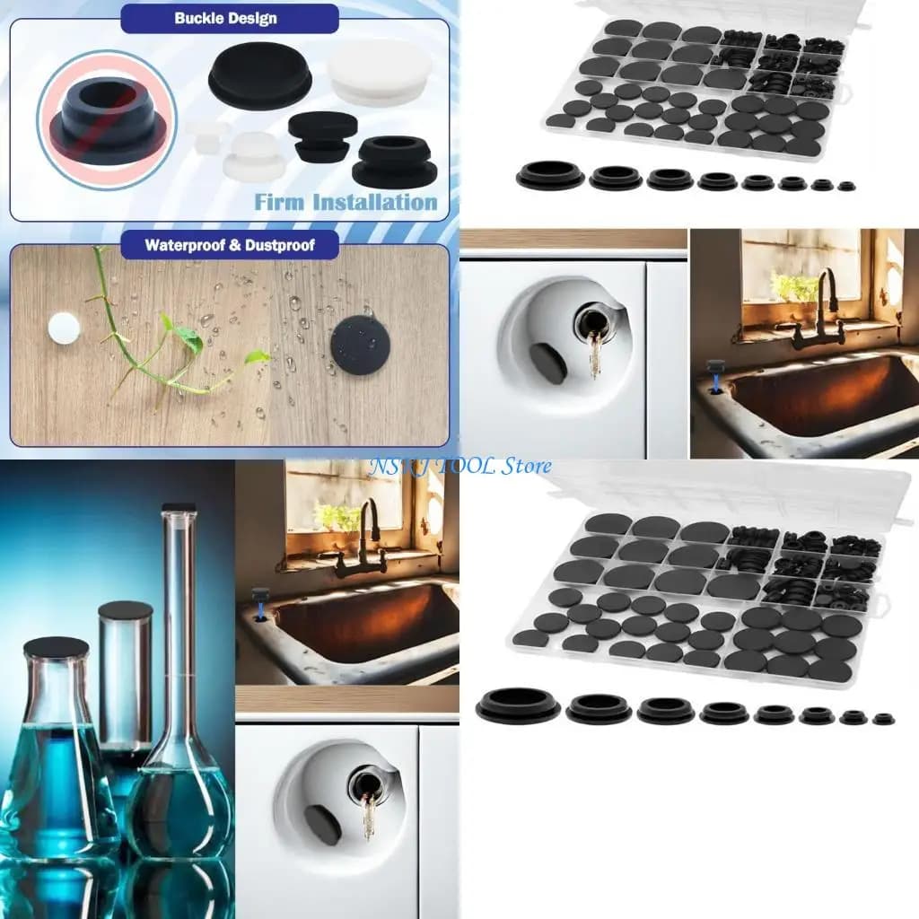 L8RC 125Pieces Silicone Rubber Plugs Includes 5mm 6mm 10mm 13mm 16mm 18mm 25mm Holes