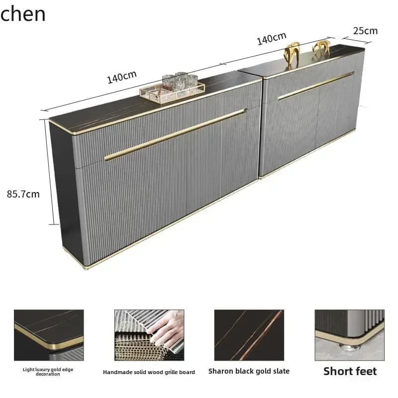 O17-  lig luxury dining side locker rock slab modern style simple living room narrow rock slab small apartment