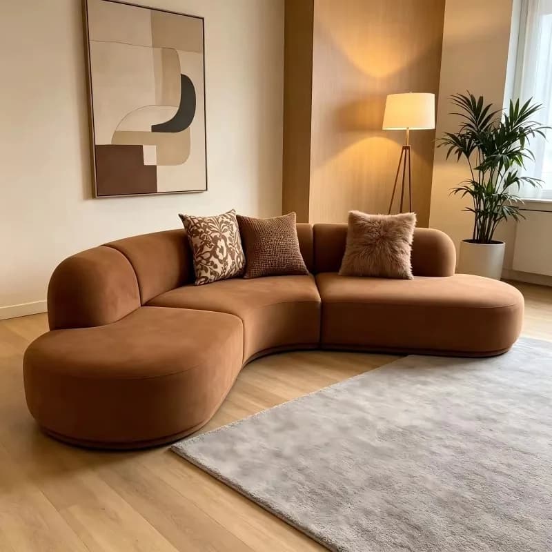 Curved combination sofa modern light luxury 3-seat corner sofa living room