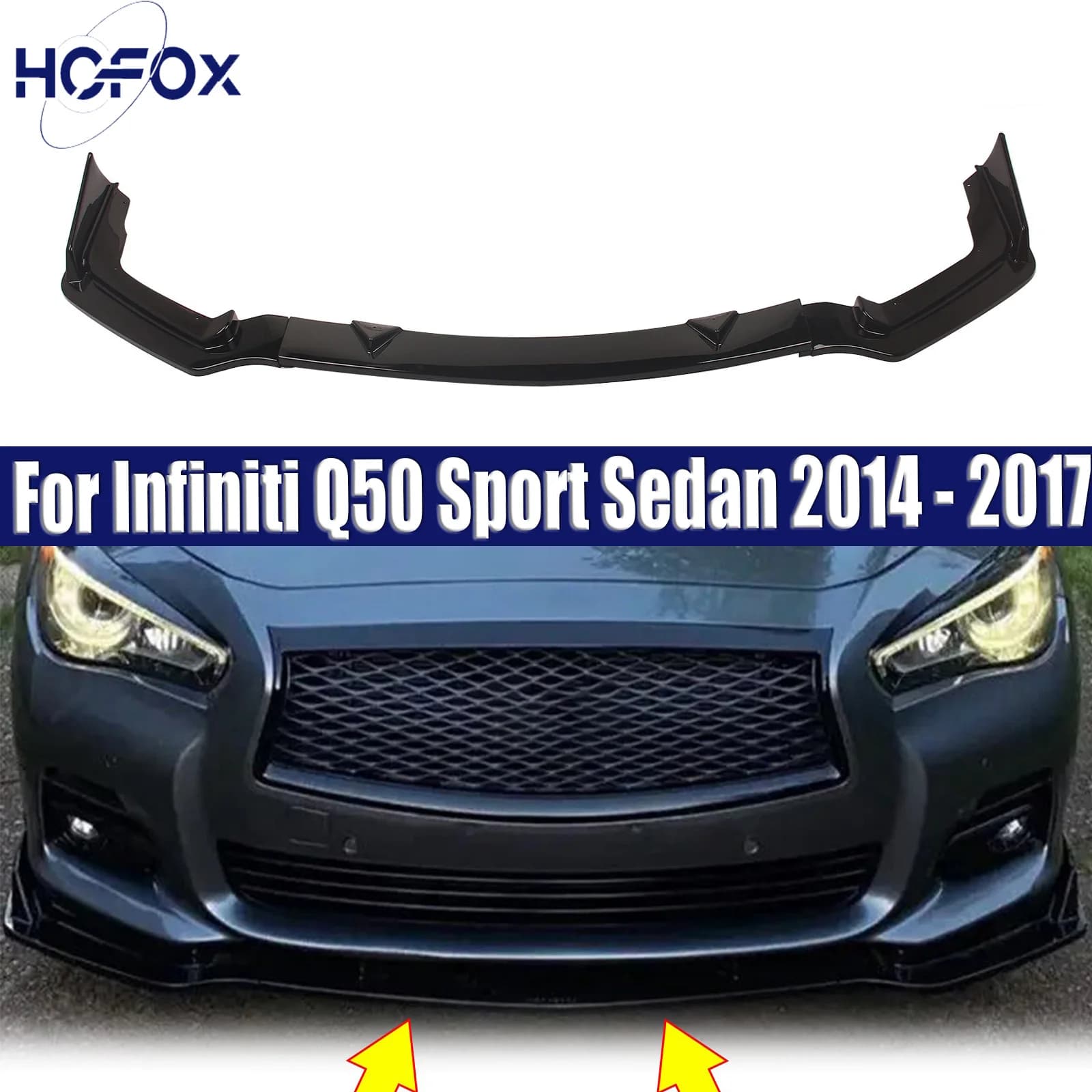 Front Bumper Front Lip Front Shovel kit For Infiniti Q50 Sport Sedan 2014 - 2017Body Spoiler Splitter kit Accessorie